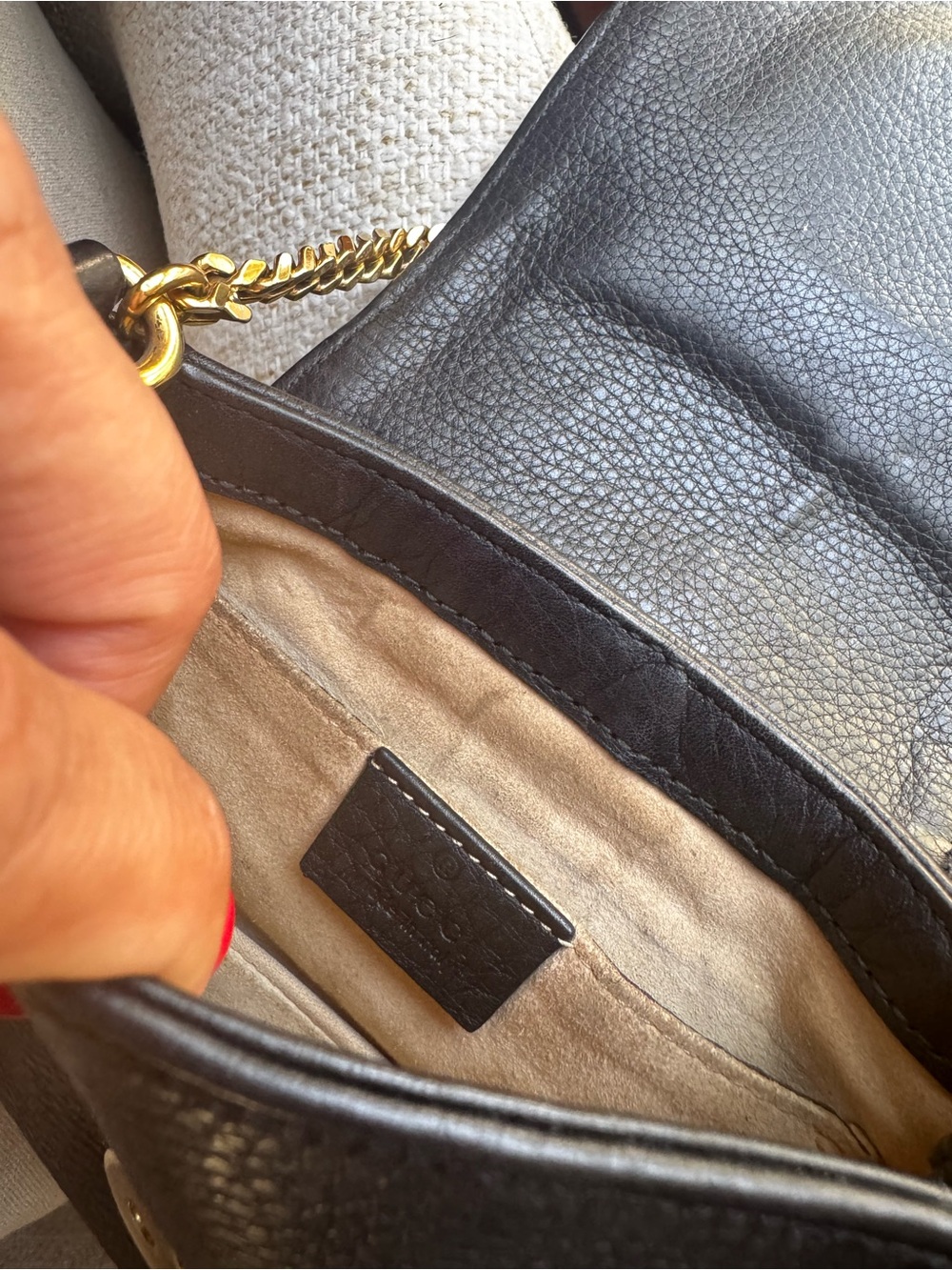 Gucci Black Leather Crossbody with Gold Double-G Hardware - Picture 6 of 6